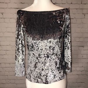 Velvet 3/4 Sleeve Fitted Blouse Size Medium